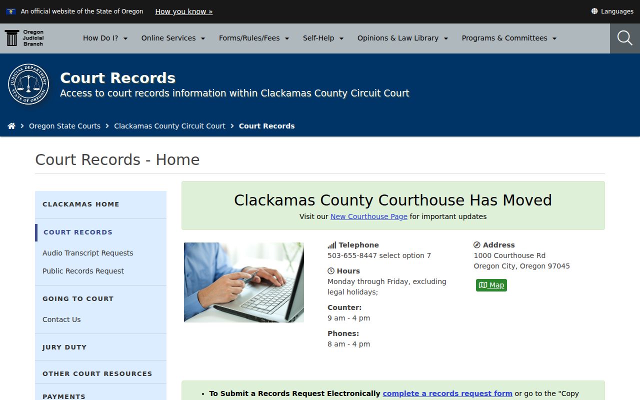 West Linn resident lookup Clackamas County Circuit Court viewing and copy instructions